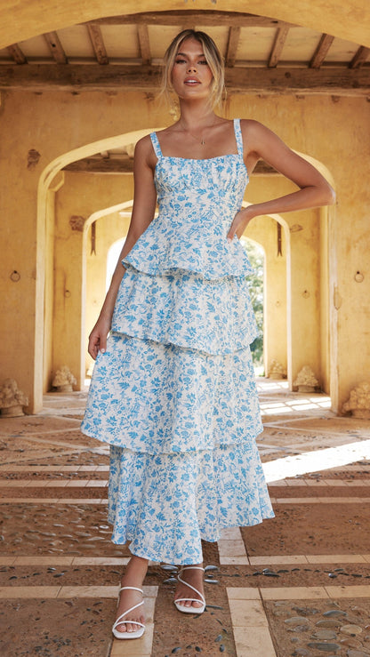 Page Maxi Dress - Blue Floral