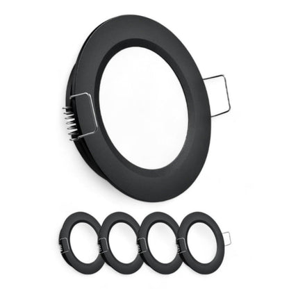 black 12v cool white downlights shown as a set of four