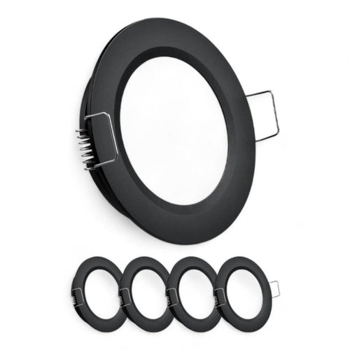 black 12v cool white downlights shown as a set of four