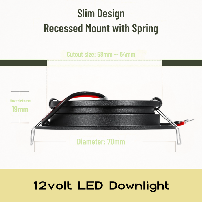 slim black LED downlight emitting cool white light