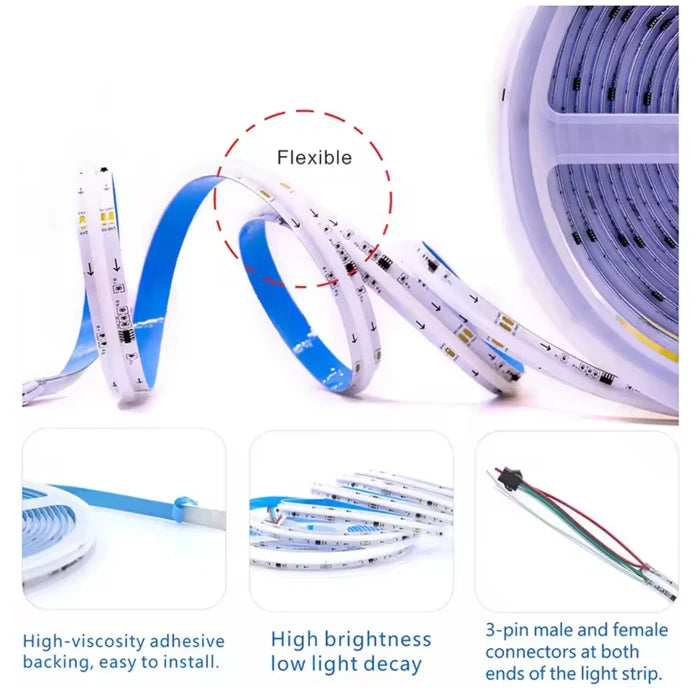12v dotless RGB LED strip showing smooth light output