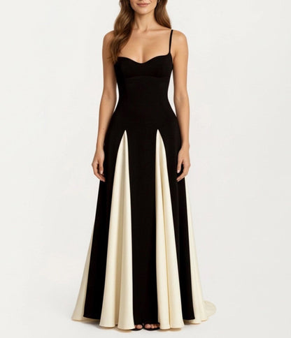 Black & Ivory Stripe Bridesmaid Gown
