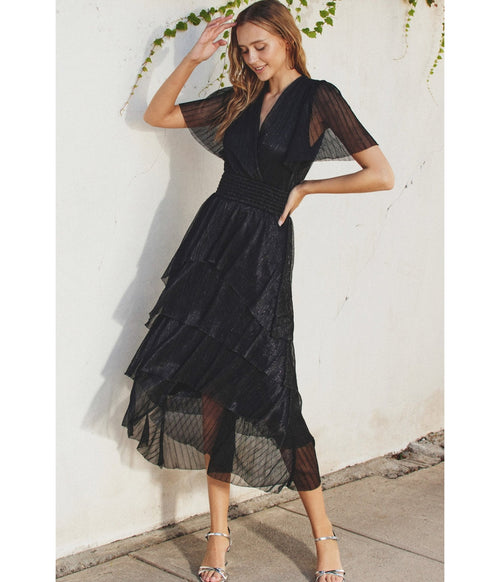 Black Metallic Maxi Dress