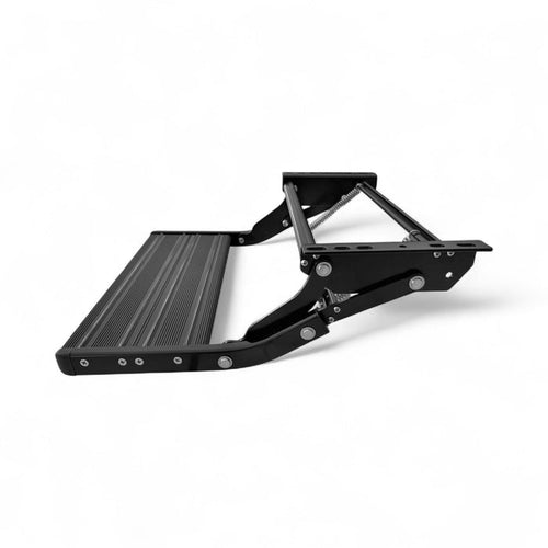 Black metal step on a white background