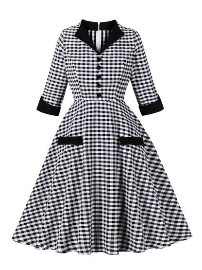 Black & White Gingham Swing Dress