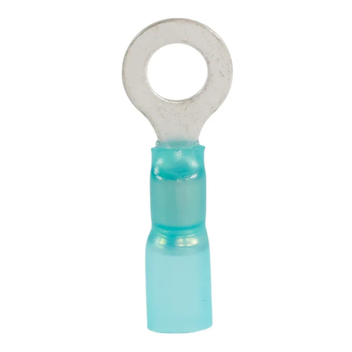Blue heat shrink ring terminal M6 (100 pack) for caravan, rv, and campervan waterproof 12v wiring connections