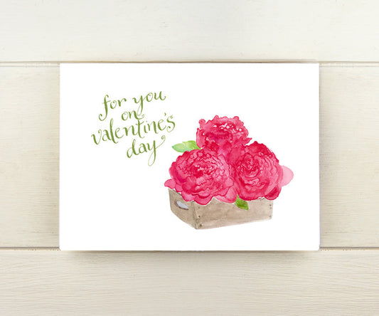 Box of Peonies Valentine Card