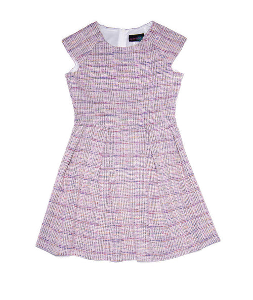 By Debra Girls Ali Lavender Tweed Cap Sleeve Box Pleat Dress Girls Special Dresses By Debra Lavender Y/XS (6X)