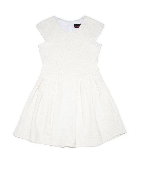 By Debra Girls Ali White/Silver Cap Sleeve Box Pleat Dress Girls Special Dresses By Debra White Y/XS (6X)