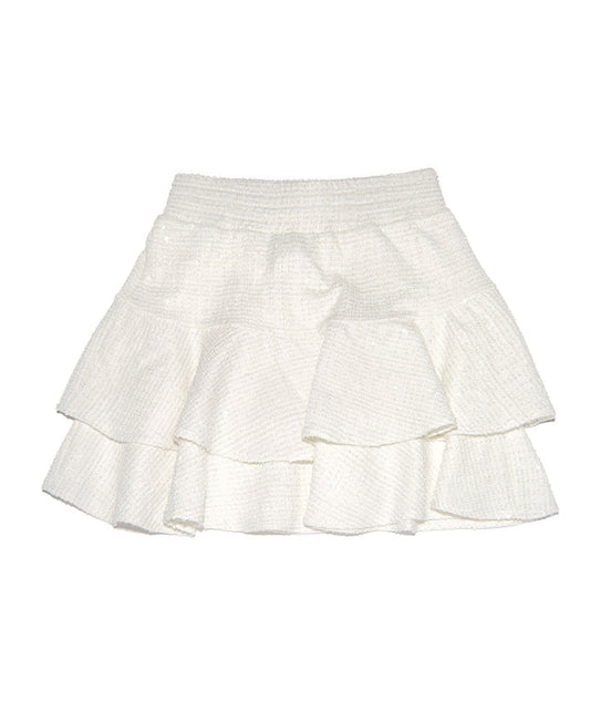 By Debra Girls Ivy White Sequin Ruffle Skirt Girls Special Bottoms By Debra White Y/XS (6X)
