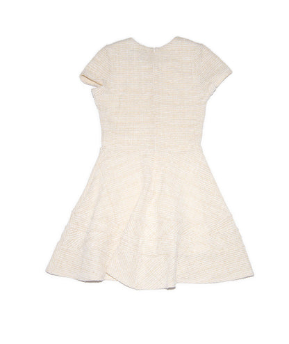 By Debra Girls Lou Ivory/Gold Short Sleeve Striped Bottom Dress Girls Special Dresses By Debra