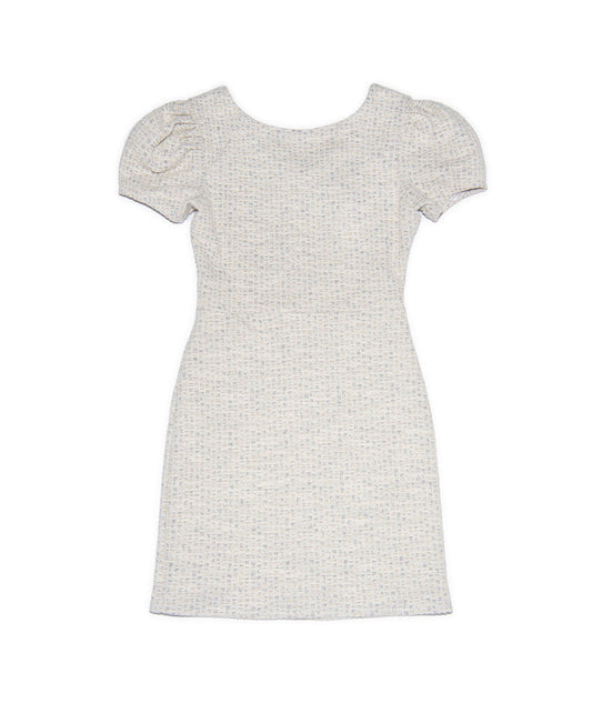 By Debra Girls Mia Ivory/Gold/Silver Puff Sleeve Sheath Dress Girls Special Dresses By Debra Ivory Y/XS (6X)