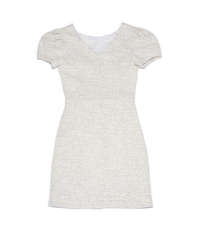 By Debra Girls Mia Ivory/Gold/Silver Puff Sleeve Sheath Dress Girls Special Dresses By Debra