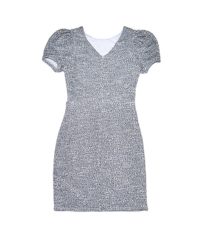 By Debra Girls Mia Navy/White Puff Sleeve Sheath Dress Girls Special Dresses By Debra