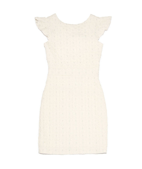 By Debra Girls Milly Ivory/Silver Flutter Sleeve Sheath Dress Girls Special Dresses By Debra Ivory Y/XS (6X)