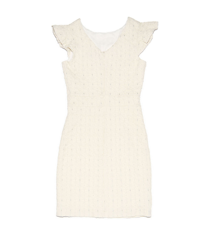 By Debra Girls Milly Ivory/Silver Flutter Sleeve Sheath Dress Girls Special Dresses By Debra