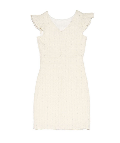 By Debra Girls Milly Ivory/Silver Flutter Sleeve Sheath Dress Girls Special Dresses By Debra