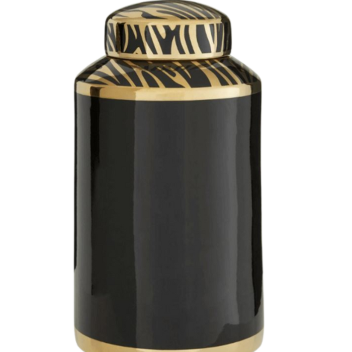 Calyse Black & Gold Jar - Reduced-Renaissance Design Studio