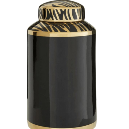 Calyse Black & Gold Jar - Reduced-Renaissance Design Studio
