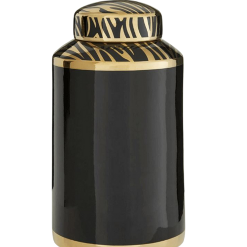 Calyse Black & Gold Jar - Reduced-Renaissance Design Studio