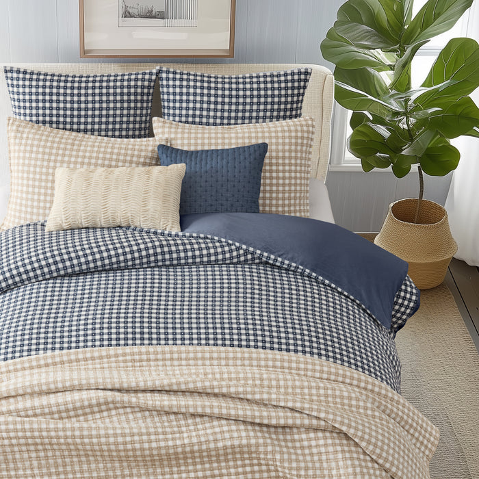 Camden Gingham Stitch Comforter Set