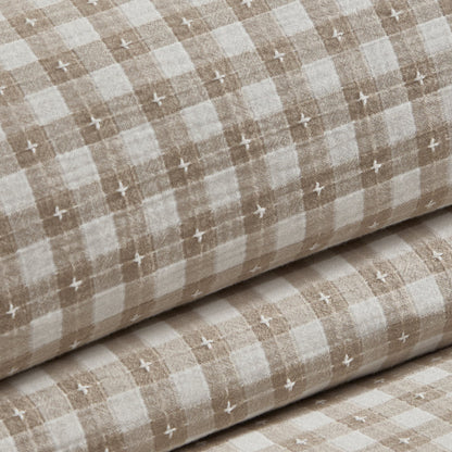 Checkered fabric with brown and beige pattern