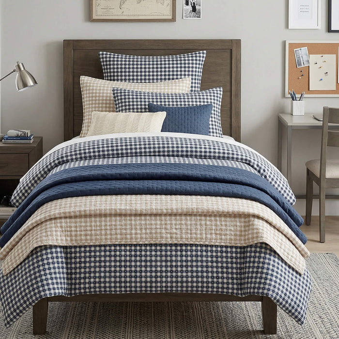 Camden Gingham Stitch Navy Duvet Cover Set