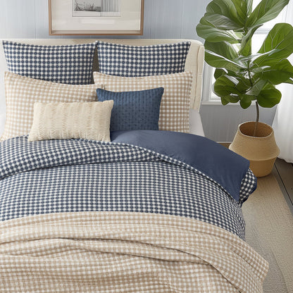 Camden Gingham Stitch Navy Duvet Cover Set