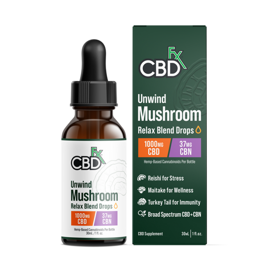 cbdfx unwind mushroom cbd cbn relax blend drops 1000mg