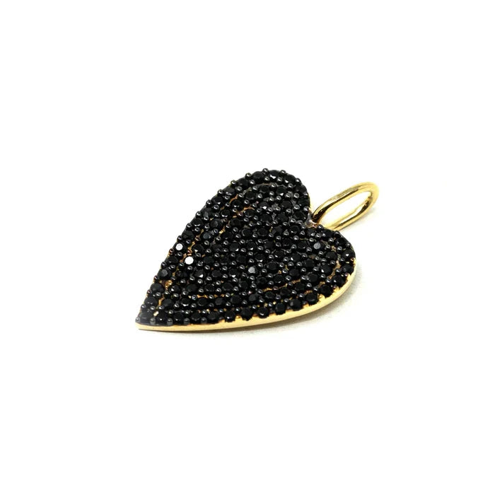 Moody Gold Heart w/ Black Crystals