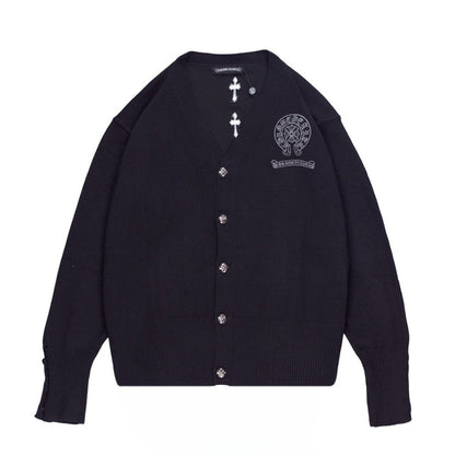 Chrome Hearts Multiple Cross Logo Cardigan Black – hoodie front view