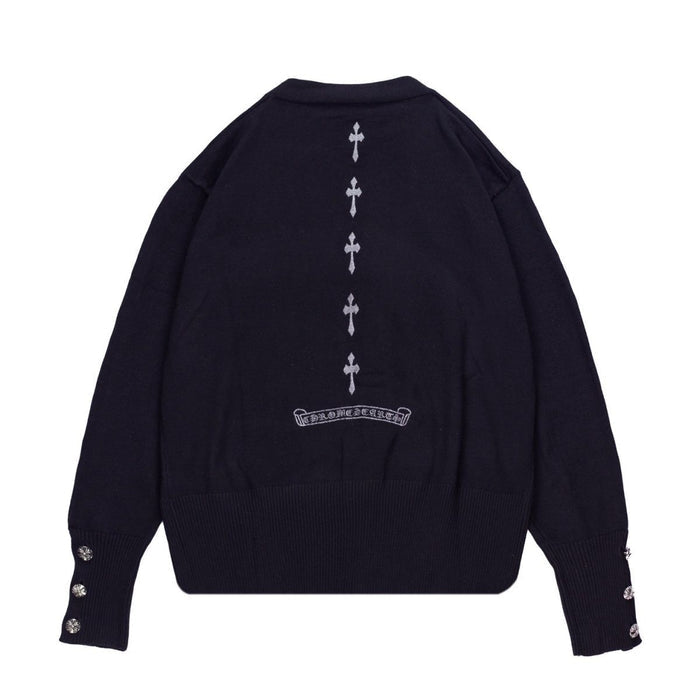 Authentic Chrome Hearts Chrome Hearts Multiple Cross Logo Cardigan Black – front view