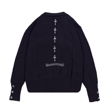 Authentic Chrome Hearts Chrome Hearts Multiple Cross Logo Cardigan Black – front view