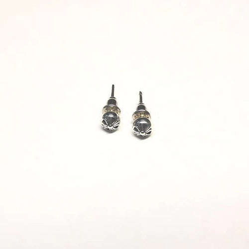 Chrome Hearts Round Cross Stud Tiny Earrings – earrings front view