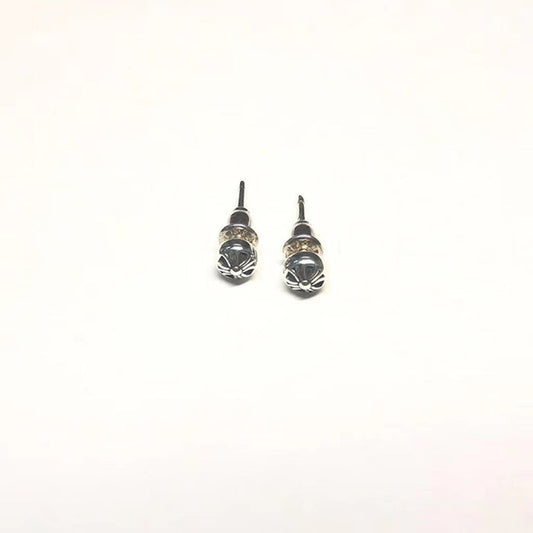 Chrome Hearts Round Cross Stud Tiny Earrings – earrings front view
