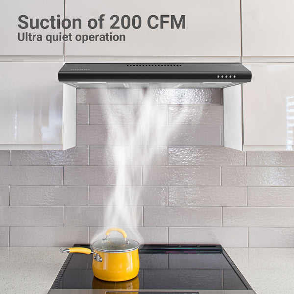 CIARRA CAB75918B 30" Black 200 CFM Under Cabinet Convertible Range Hood