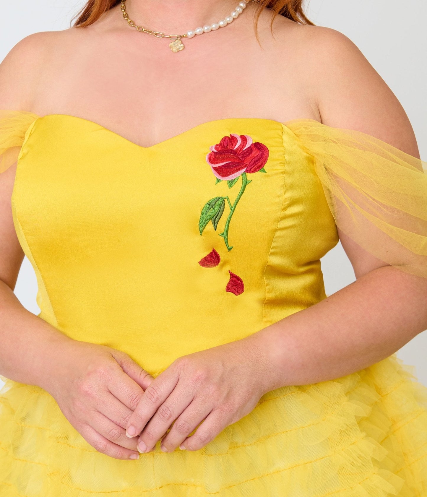 Disney Beauty & the Beast Collection by Unique Vintage Plus Size Yellow Mesh Tulle Belle Swing Dress