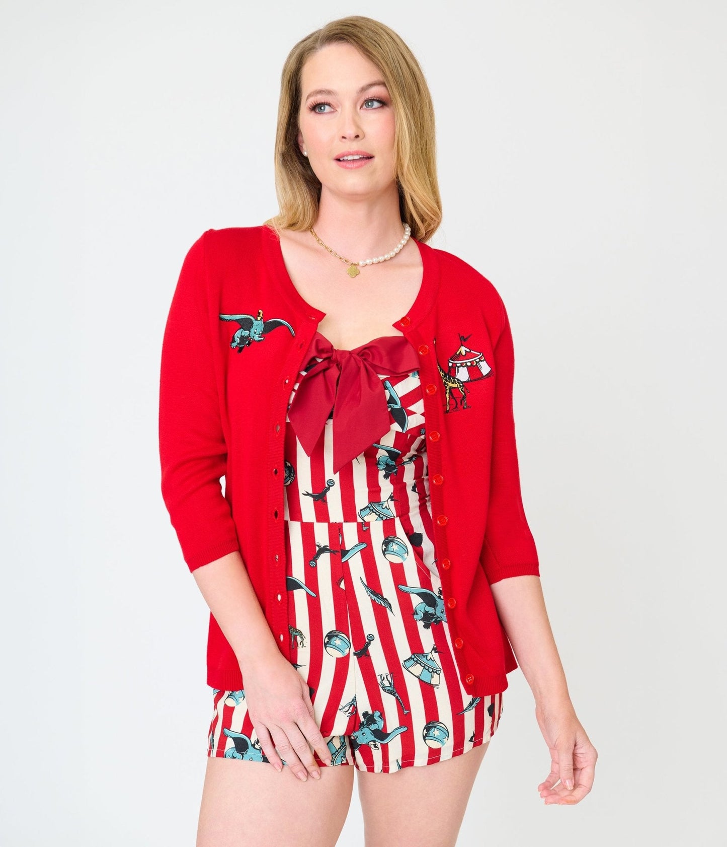 Disney Dumbo Collection by Unique Vintage Red Stripe Romper
