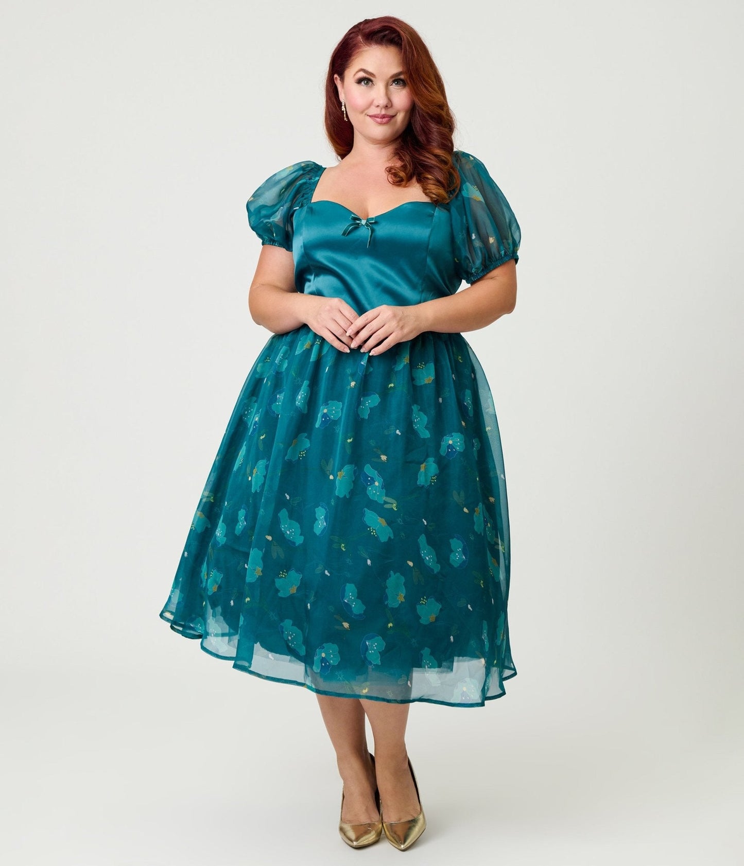 Disney Fantasia Collection by Unique Vintage Plus Size Teal Fairies Light Up Swing Dress