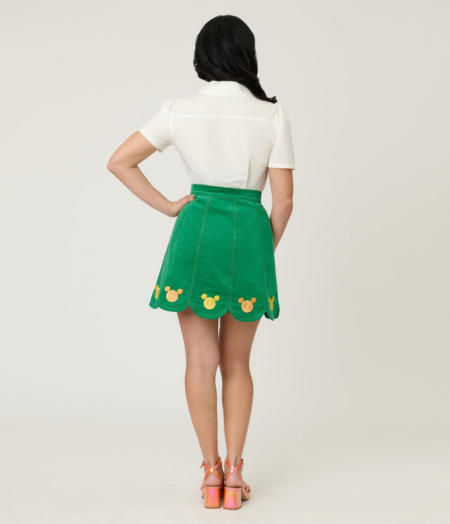 Disney Food Collection by Smak Parlour Green Mickey Citrus Corduroy Mini Skirt