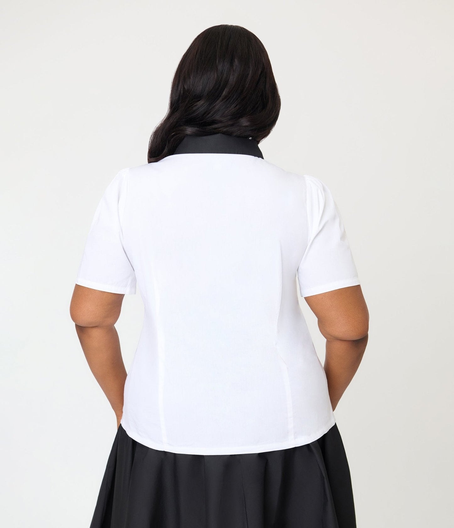 Disney Pride Collection by Unique Vintage Plus Size White Mickey Rainbow Pocket Collared Blouse