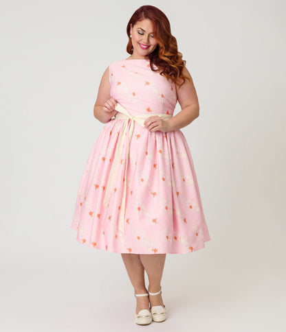 Disney Princess Collection by Unique Vintage Plus Size Pink Princess Sleeveless Swing Dress