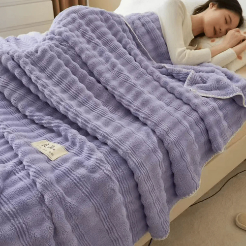 Faux Rabbit Fur Throw Blanket Purple 200 by 230 cm - DLB Furniture