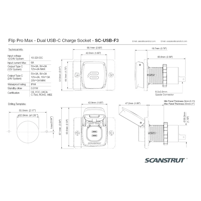 flip pro max dual usb c charger for campervan installations