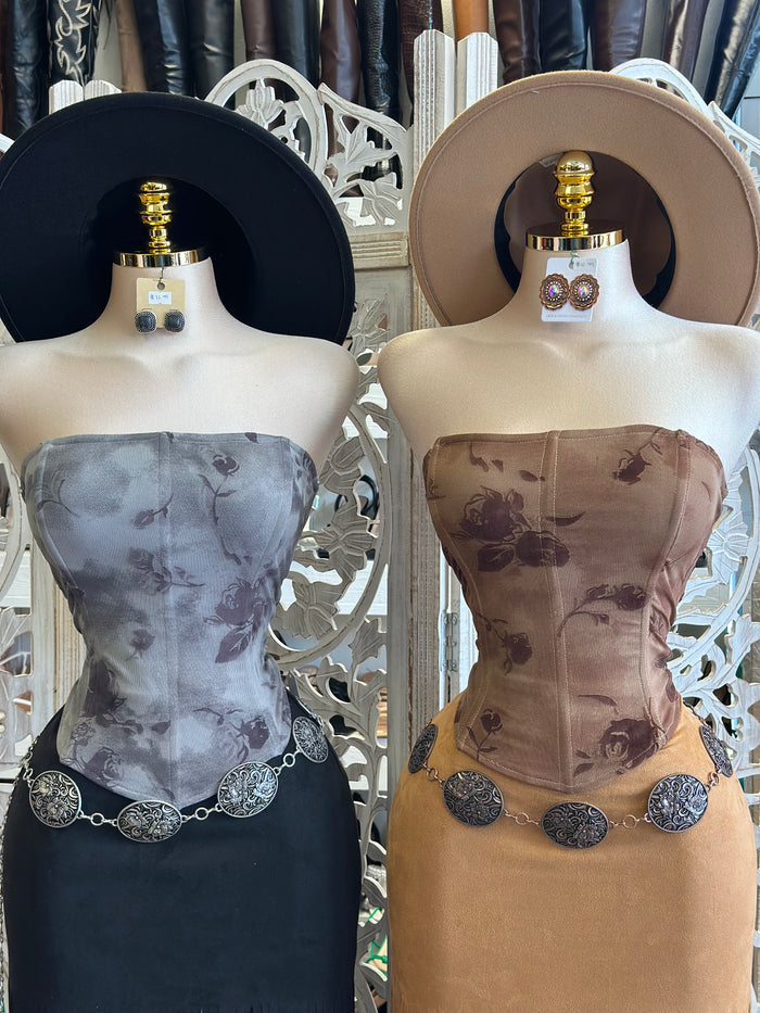 Floral Clouded Corset- Estira, Stretchy