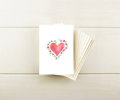 Floral Heart Valentine Note Cards