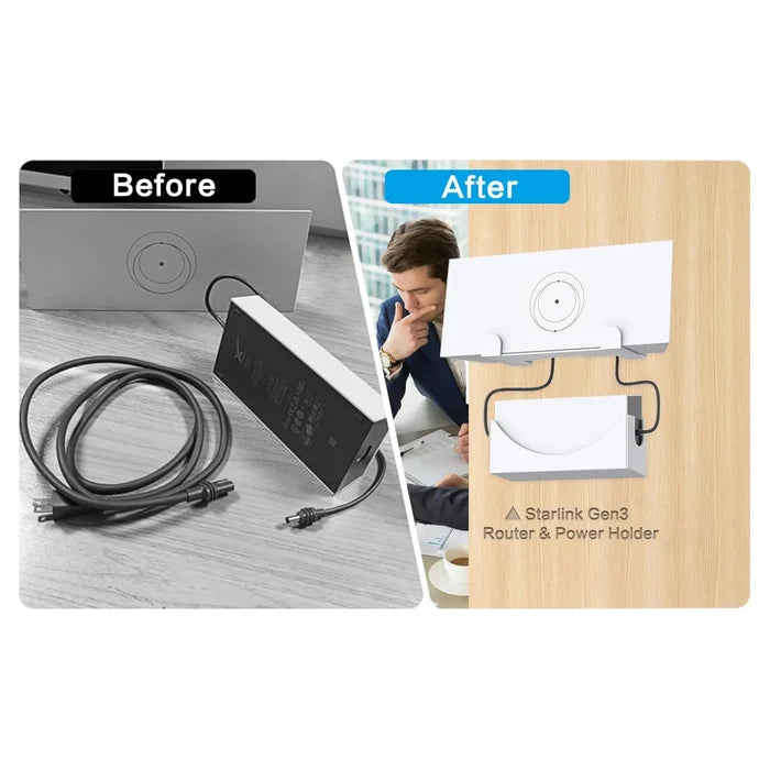 Starlink Gen 3 wall holder used in compact campervan setup