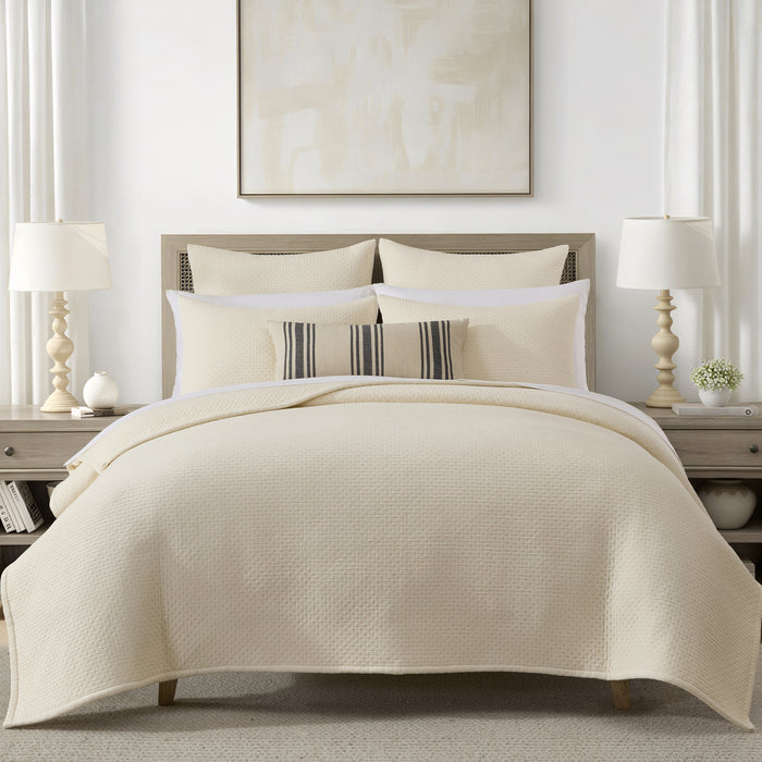 Grace Cream Printed Textured Stripe Pillow