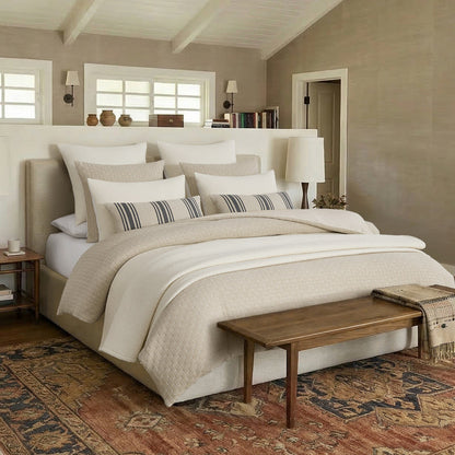 Grace Cream Printed Textured Stripe Pillow