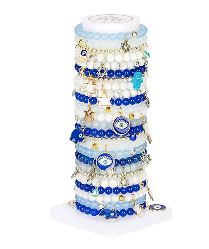 Hanukkah Glass Bead Bracelet Jewelry - Young Little Miss Zoe